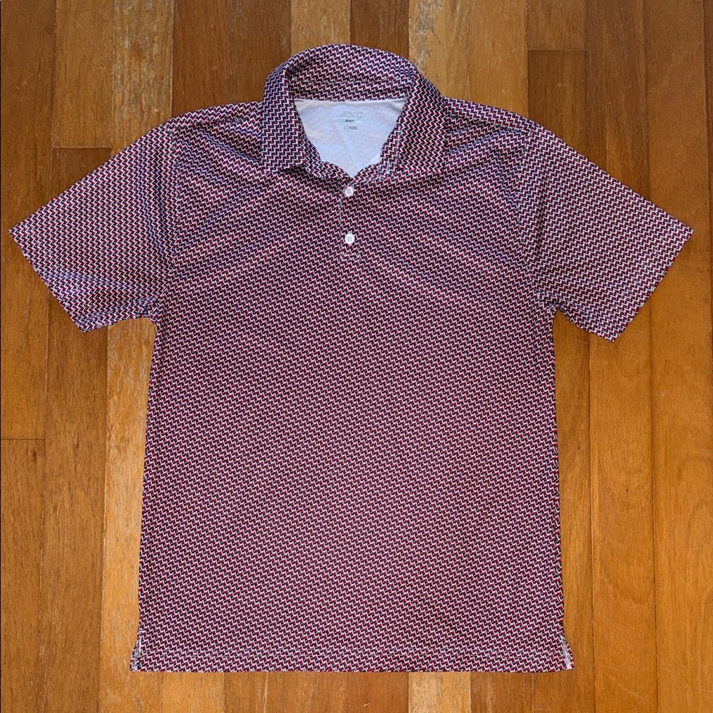 bcg Men’s Performace Polo Golf Patterned Texas Flag Repeating Pattern Large